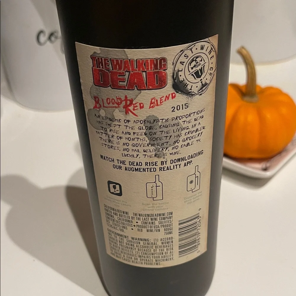 The Walking Dead Blood Red Blend Empty Wine Bottle - 2015 Edition